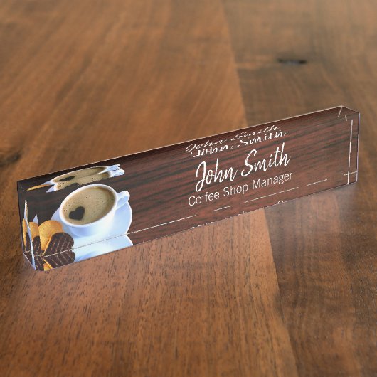 Herzgeformter Schaumkaffee-Cup Cookie Coffee Shop Namensplakette (Seite)