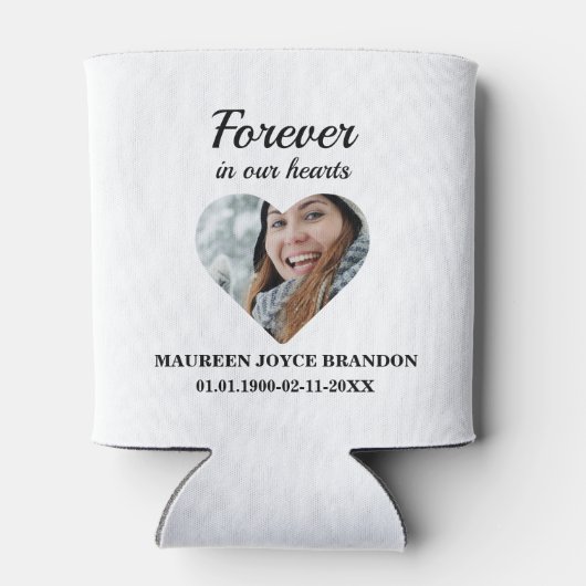 Herzgeformtes Foto für immer in unseren Herzen Dosenkühler (Rückseite)