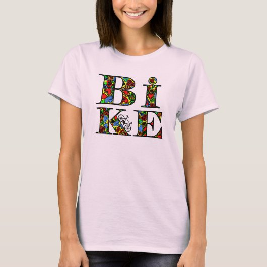 Herzgefüllter Fahrradtext T-Shirt (Vorderseite)