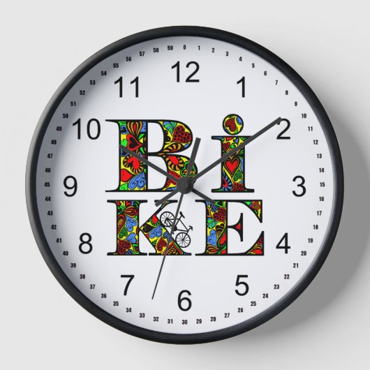 Herzgefüllter Fahrradtext Uhr (Vorderseite)