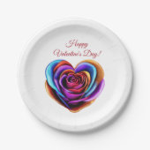 Herzgeprägte farbenfrohe Rose-Valentinstag- Pappteller (Vorderseite)