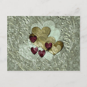 Herzgeschenke   Gold und Ruby Postkarte