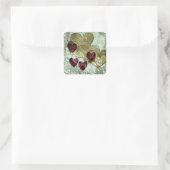 Herzgeschenke | Gold und Ruby Quadratischer Aufkleber (Tasche)