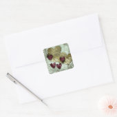 Herzgeschenke | Gold und Ruby Quadratischer Aufkleber (Umschlag)