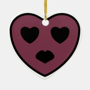 Herzgesicht Schmollmund Keramik Ornament