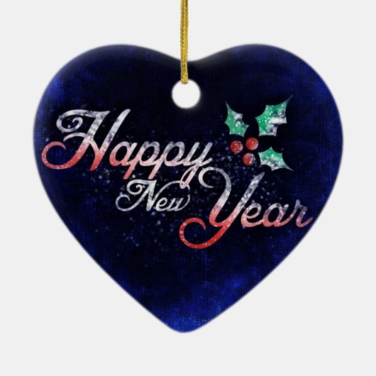 Herzgestalterische Neujahrsschmuck Keramik Ornament (Hinten)