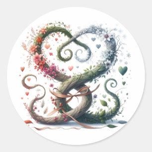 Herzgestalterische Pflanze: Vier Jahreszeiten für  Runder Aufkleber