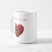 Herzgestalterische Rote Rose - du bist geliebt- Kaffeetasse (Vorderseite Links)