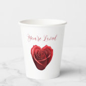 Herzgestalterische Rote Rose - du bist geliebt- Pappbecher (Vorderseite)