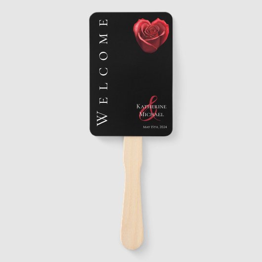 Herzgestalterische Rote Rose-Hochzeit- Fächer (Vorderseite)