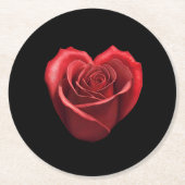 Herzgestalterische Rote Rose-Hochzeit Runder Pappuntersetzer (Vorderseite)