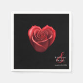Herzgestalterische Rote Rose-Hochzeit- Serviette (Vorderseite)