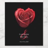 Herzgestalterische Rote Rose-Hochzeit- Weinetikett (Einzelnes Label)