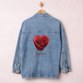 Herzgestalterische Rote Rose-Valentinstag Jeansjacke (Hangar)