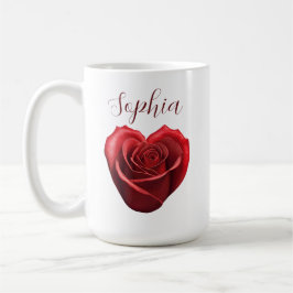 Herzgestalterische Rote Rose-Valentinstag Kaffeetasse