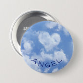 Herzgestaltete Cloud Lovely Blue Template Elegant Button (Vorne & Hinten)