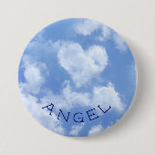 Herzgestaltete Cloud Lovely Blue Template Elegant Button (Vorderseite)
