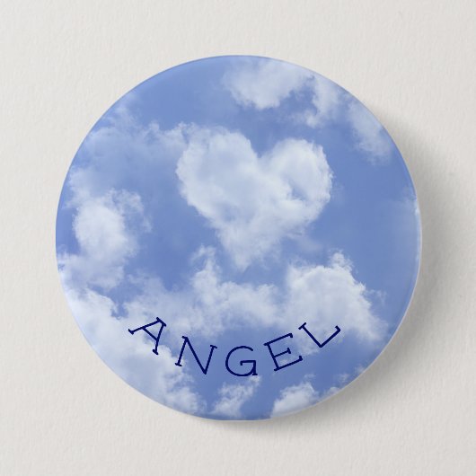 Herzgestaltete Cloud Lovely Blue Template Elegant Button (Vorderseite)