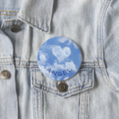 Herzgestaltete Cloud Lovely Blue Template Elegant Button (Beispiel)