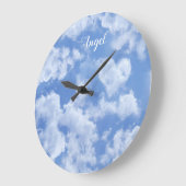 Herzgestaltete Cloud Lovely Blue Template Elegant Große Wanduhr (Winkel)