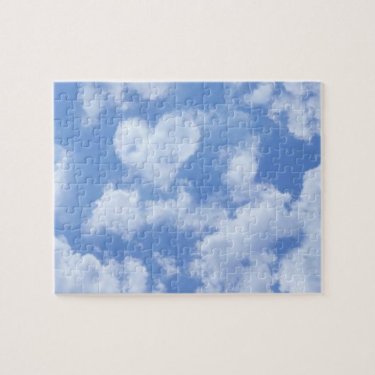 Herzgestaltete Cloud Lovely Blue Template Elegant Puzzle (Horizontal)