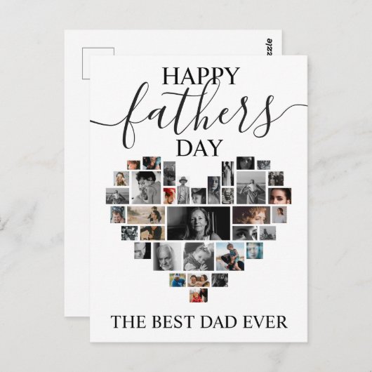 Herzgestaltete Foto Collage Väter's Day Card Postkarte (Vorne/Hinten)