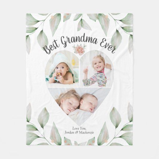 Herzgestaltete FotoCollage Beste Oma je Fleecedecke (Vorderseite)