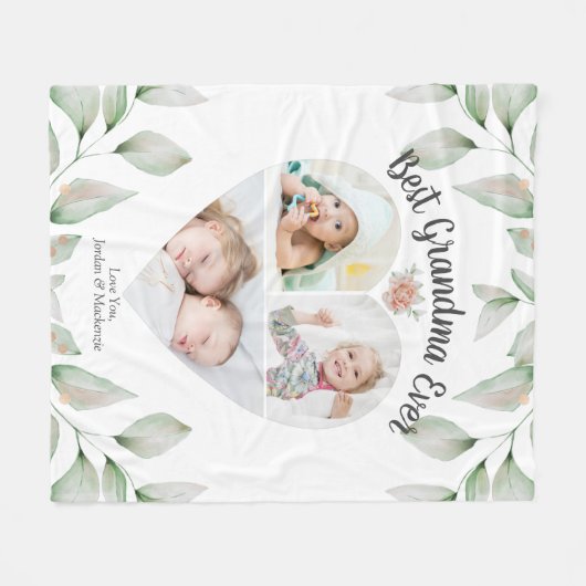 Herzgestaltete FotoCollage Beste Oma je Fleecedecke (Vorderseite (Horizontal))