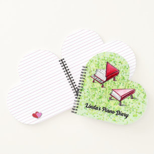 Herzgestaltete individuell anpassbare Cover Piano  Notizblock