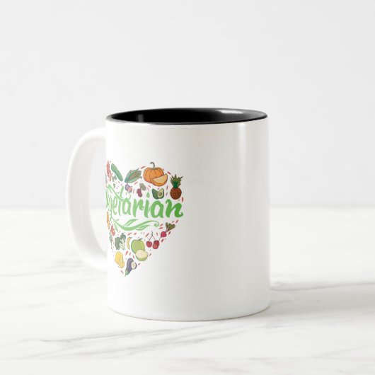 Herzgestaltete vegetarische Tasse (Vorderseite Links)