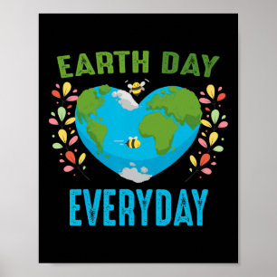 Herzgestalteter Earth Day Alltägliche Bienen Welt- Poster