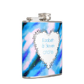 Herzgestalteter Kranz auf Abstrakter blauer Gastge Flachmann (Rechts)