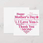 Herzgestalteter Muttertag Feiertagskarte (Vorne/Hinten)