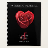 Herzgestalteter Rote Rose-Hochzeitsplaner Planer (Vorderseite)