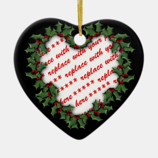 Herzgestalteter Weihnachtsrahmen für das Foto Keramikornament (Vorne)