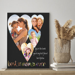 Herzgestaltetes Foto Beste Mama je Typografie Kuns Leinwanddruck