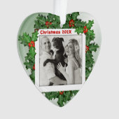 Herzgestaltetes Foto Erste Weihnachtsfeier Blätter Ornament (Vorderseite)