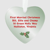 Herzgestaltetes Foto Erste Weihnachtsfeier Blätter Ornament (Rückseite)