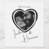Herzgestaltetes, individuelles Foto Hochzeit Schwa Weinetikett (Einzelnes Label)