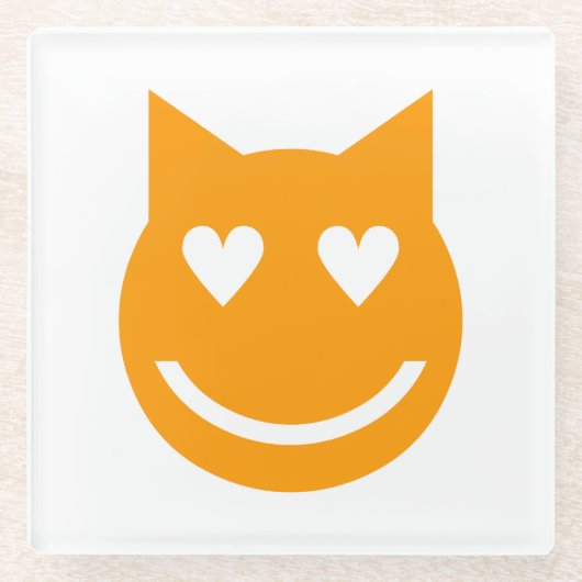 Herzgestapelte Augen Emoji Glasuntersetzer (Vorderseite)