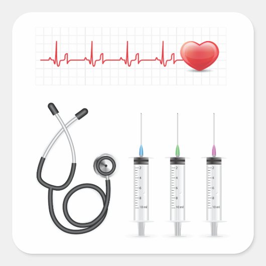 Herzgesundheit Herzmedizin Quadratischer Aufkleber (Vorderseite)