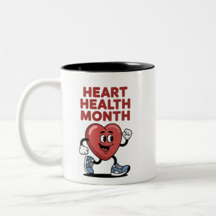 Herzgesundheitsmonat-Bewusstseinsdesign Zweifarbige Tasse