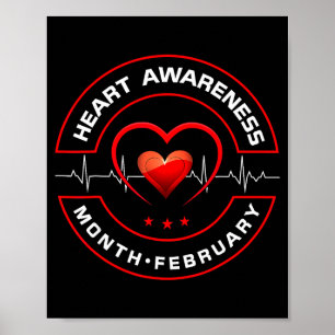 Herzgesundheitsmonat Februar Amerikanische Herzges Poster