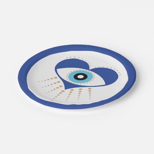 Herzgriechisches Böses Auge Pappteller (Schrägansicht)