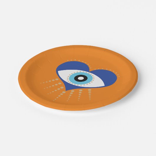 Herzgriechisches Böses Auge Pappteller (Schrägansicht)