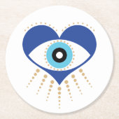 Herzgriechisches Böses Auge Runder Pappuntersetzer (Vorderseite)