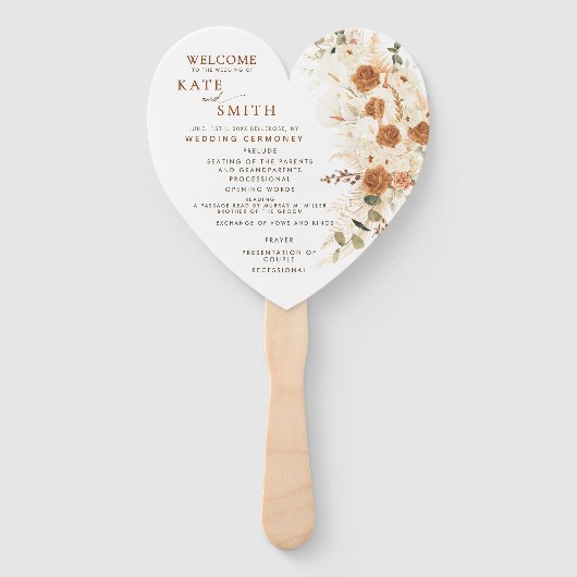 Herzhochzeitprogramm | Rustikale Blumenzeremonie Fächer (Vorderseite)