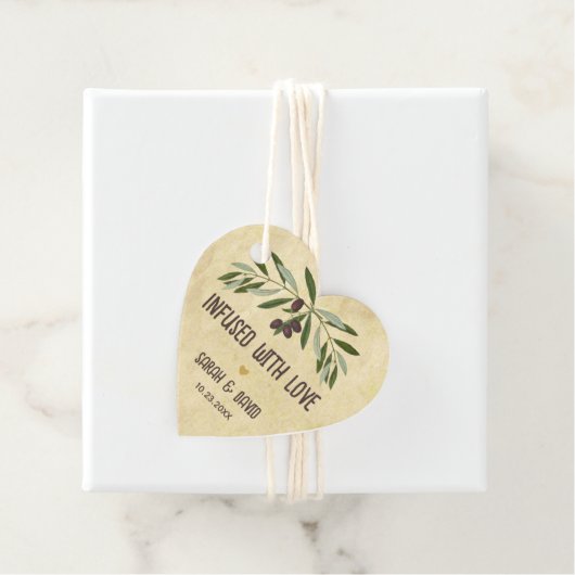 Herzinfarkt mit Olivenöl Liebe Rustikale Hochzeit Geschenkanhänger (Beispiel)