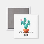 Herzkaktus Grün Pinker STANDORT POSTLEITZAHL Spaß Magnet (Vorderseite/Rückseite)