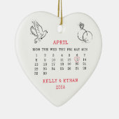 Herzkalender Hochzeitstag April 2024 Keramik Ornament (Rechts)